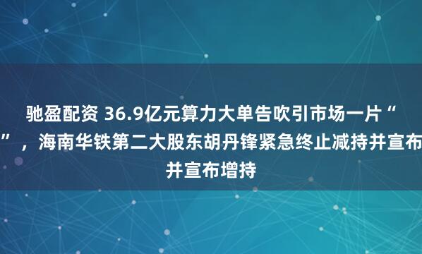 驰盈配资 36.9亿元算力大单告吹引市场一片“哗然” ，海南华铁第二大股东胡丹锋紧急终止减持并宣布增持